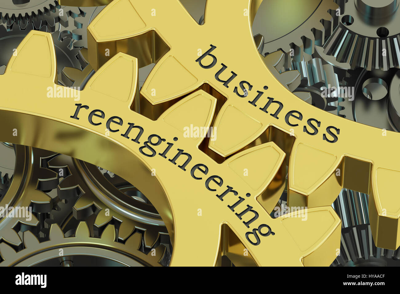 Business Reengineering concept on the gears, 3D rendering Stock Photo