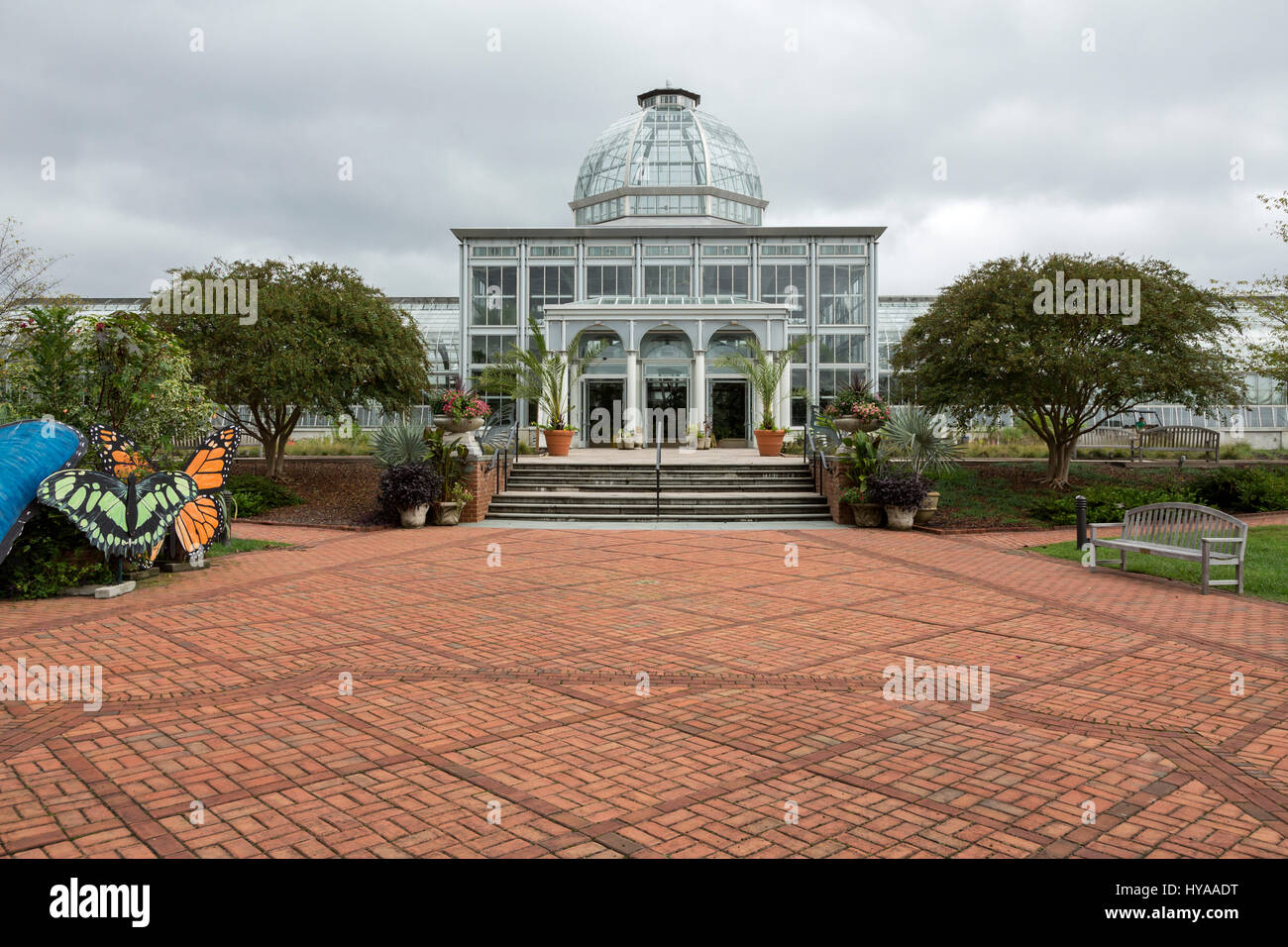 Richmond, Virginia.  Lewis Ginter Botanical Garden Conservatory. Stock Photo