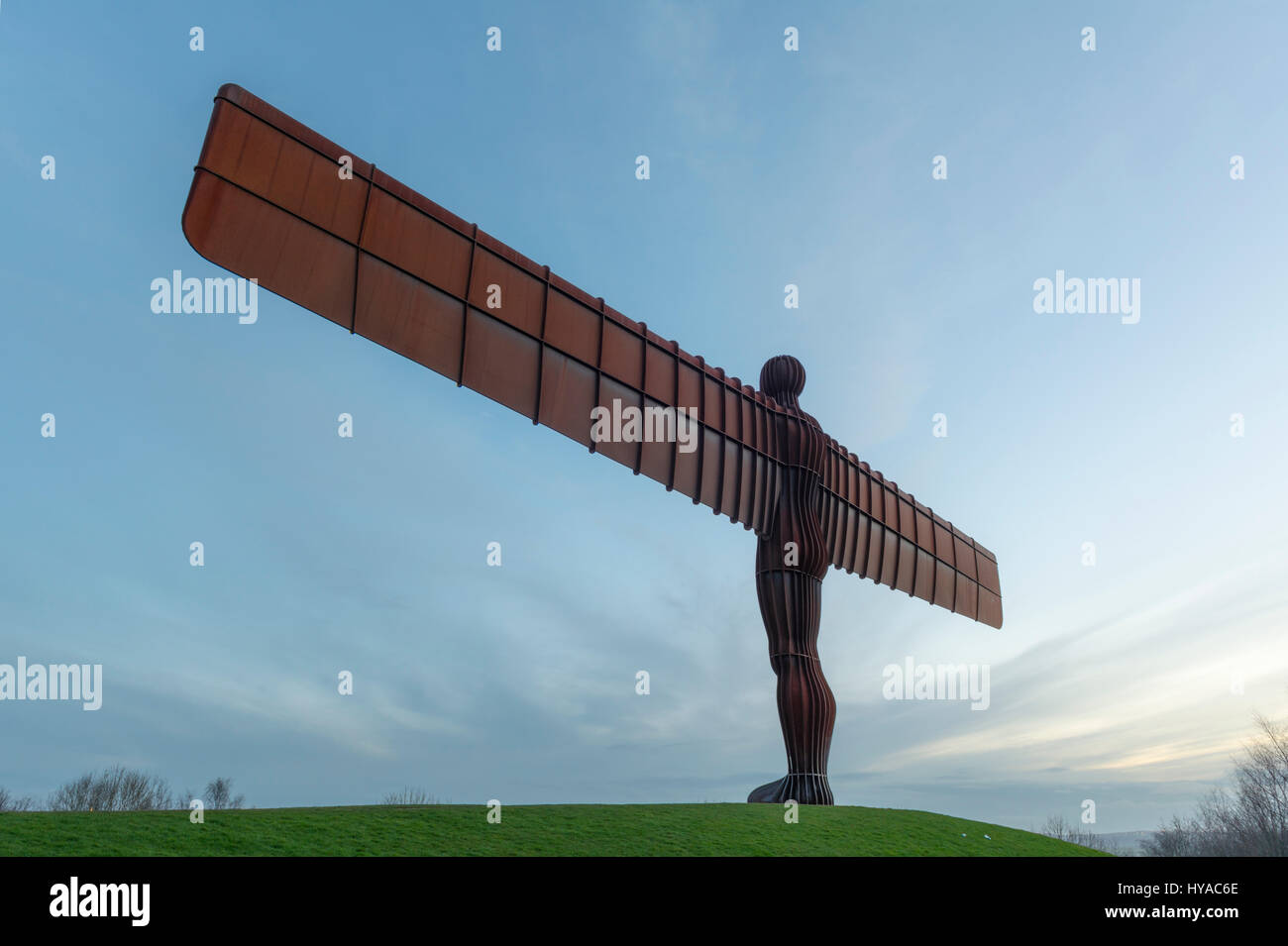 Angel of the North sculpture at dusk, Gateshead,Tyne and Wear,England Stock Photo