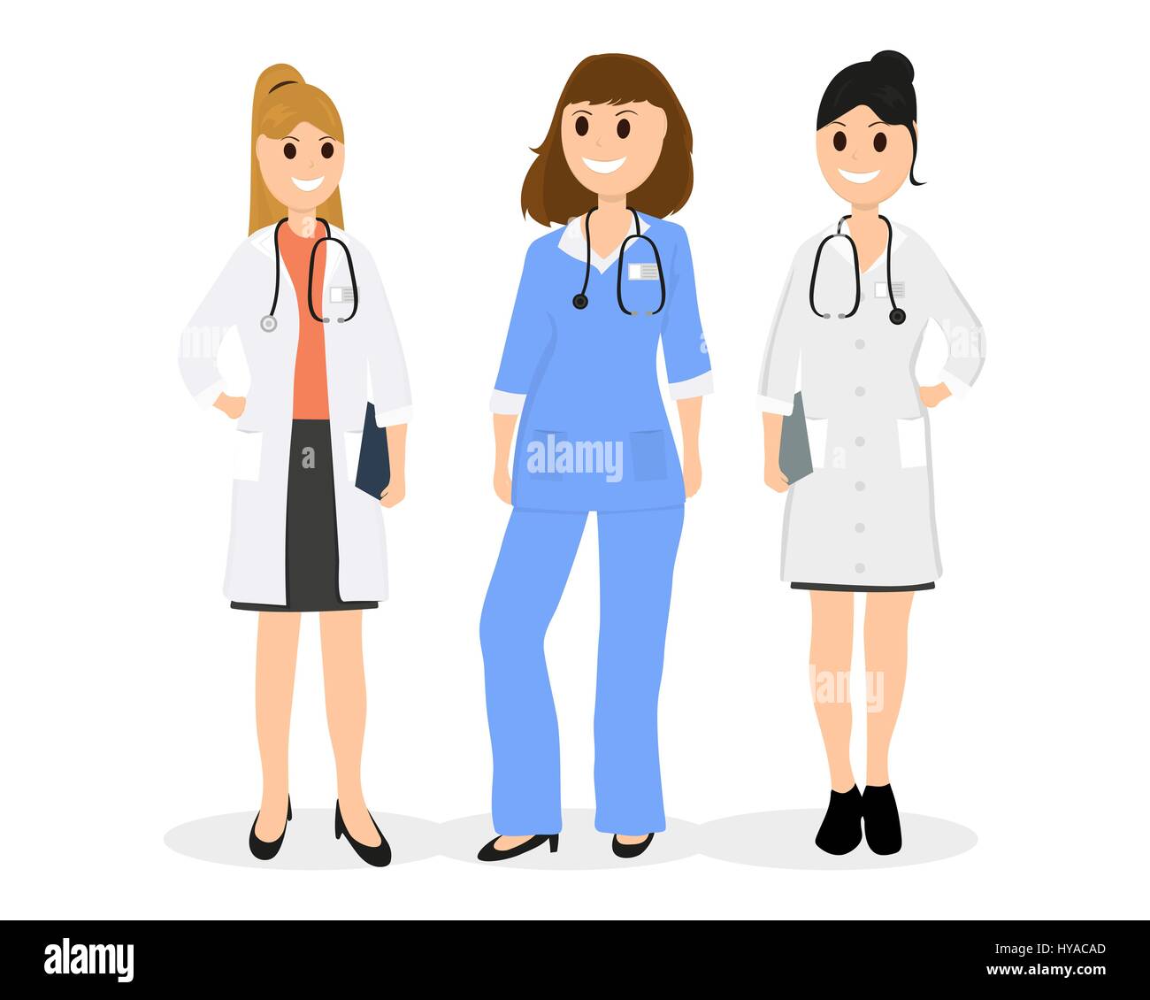 Group of women doctors Stock Vector