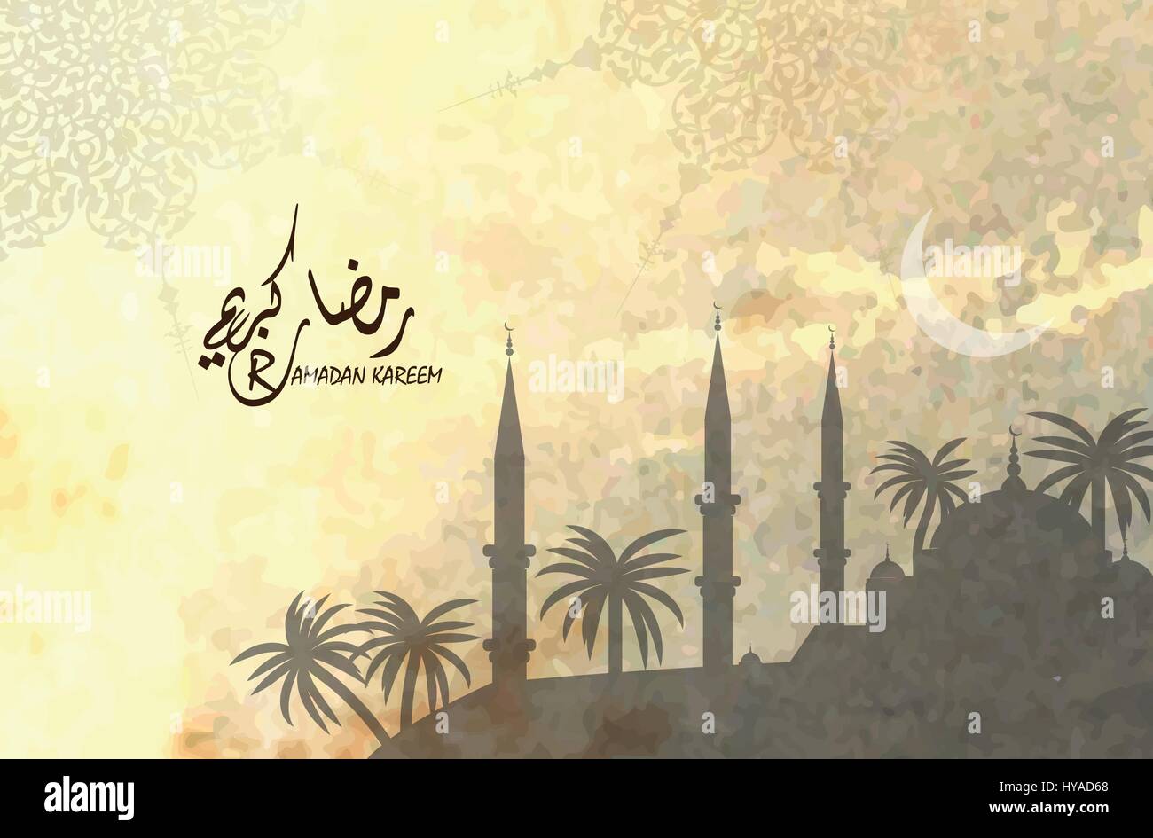 beautiful background on the occasion of the Muslim holy month of Ramadan,  Arabic Calligraphy Translation: Ramadan Kareem ( islamic art Stock Vector  Image & Art - Alamy