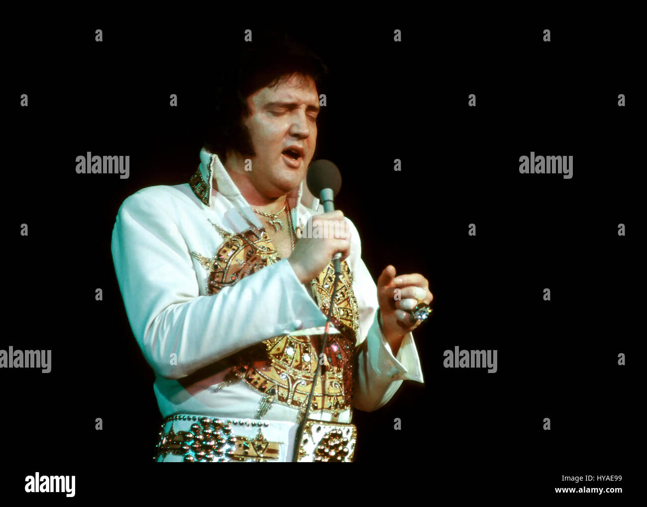 Elvis Presley in concert at the Providence Civic Center on May 23, 1977 Stock Photo