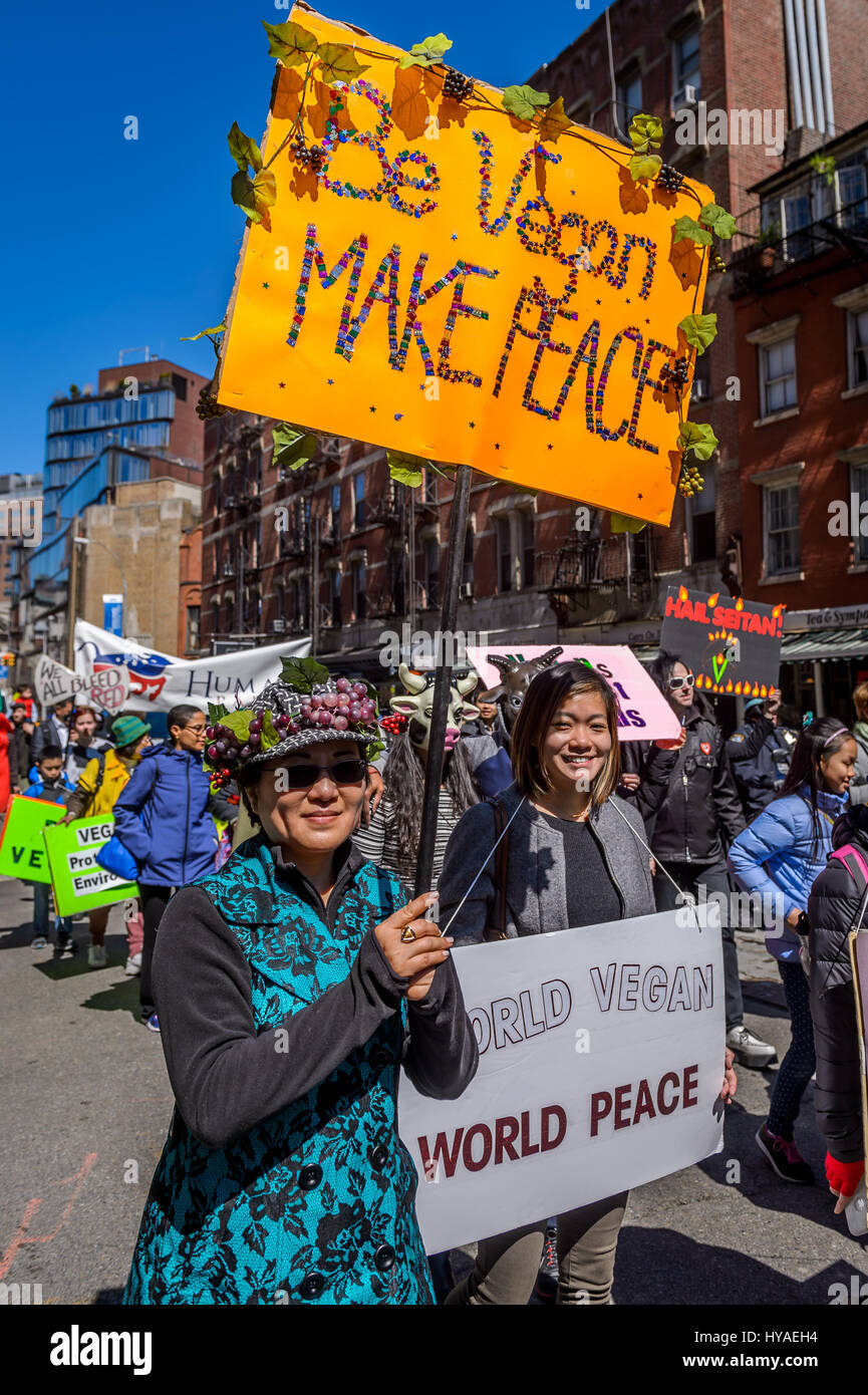 New York, USA. 02nd Apr, 2017. New York based animalrights activists