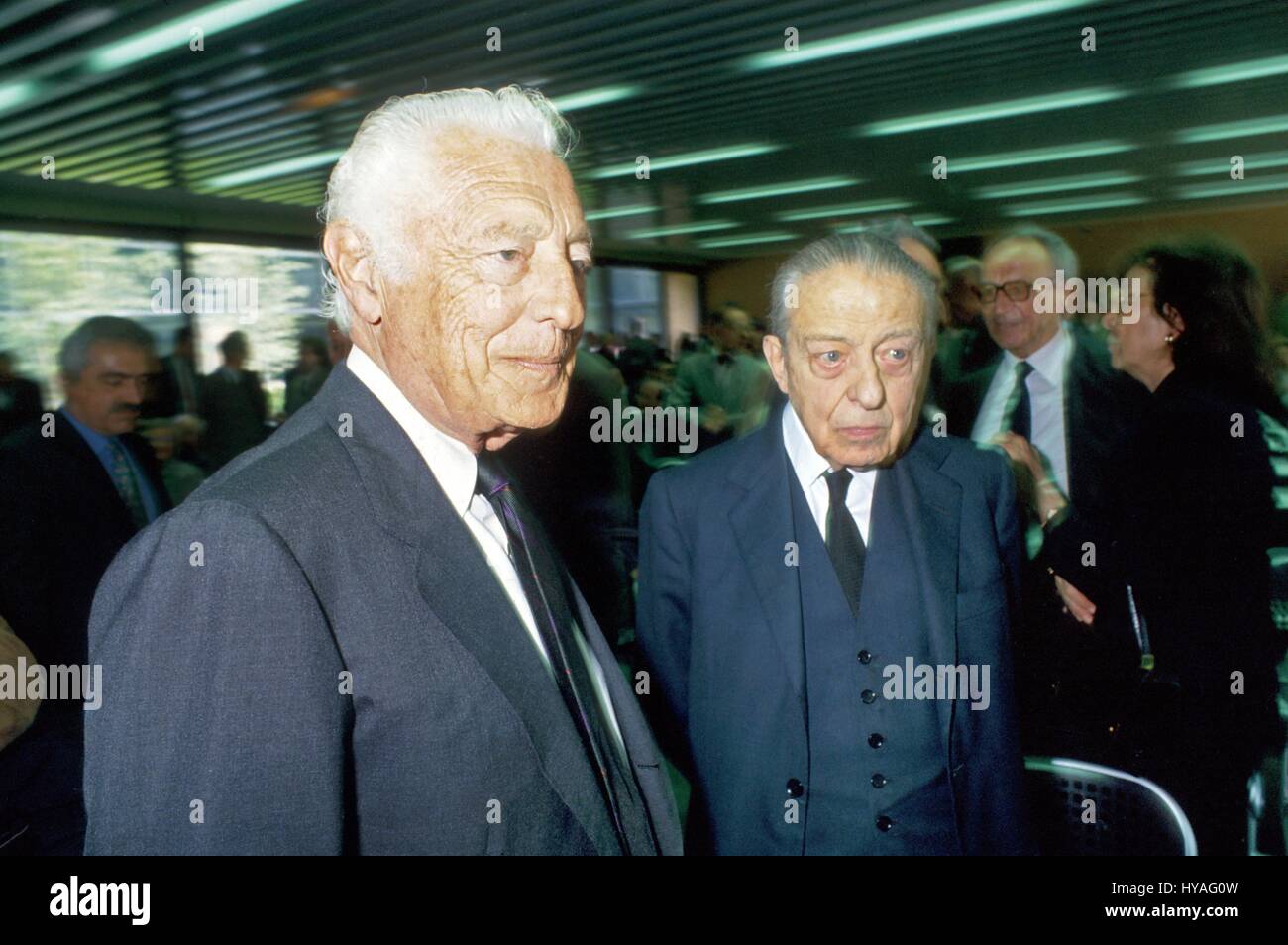 Gianni Agnelli, president of FIAT car factory from 1966 to 1996 with the banker Enrico Cuccia Stock Photo