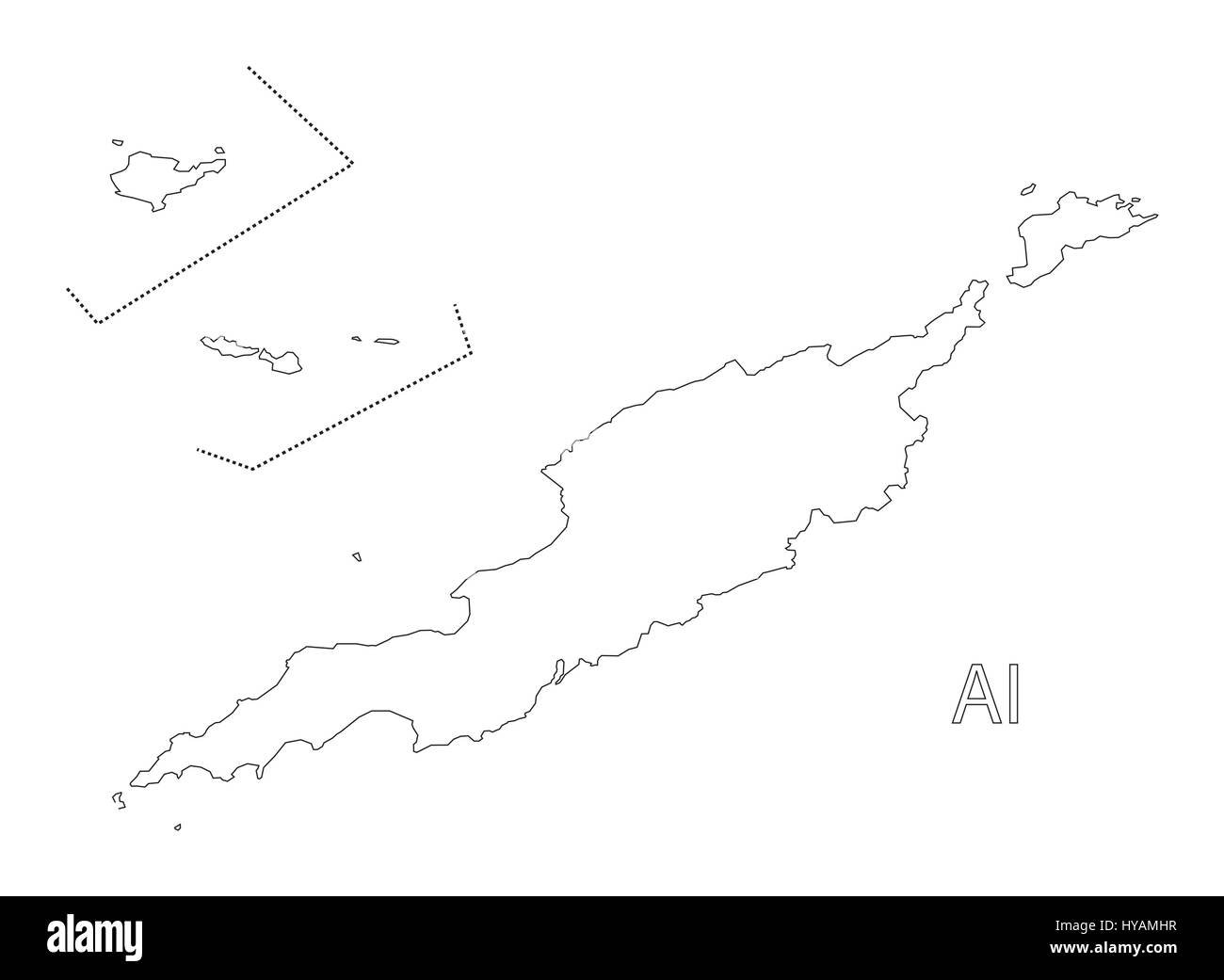 Anguilla Outline Silhouette Map Illustration Stock Vector Image Art Alamy