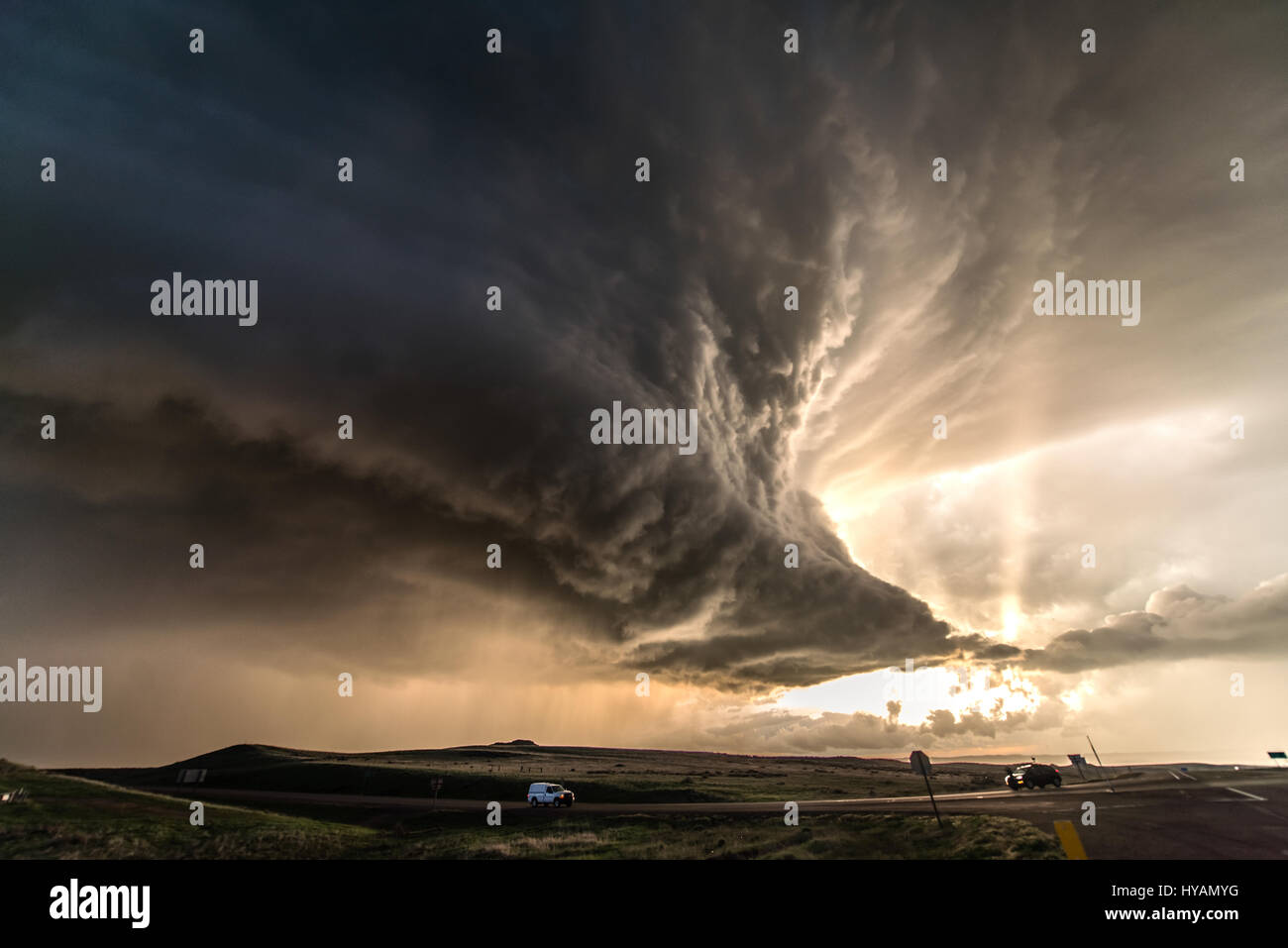 OKLAHOMA, USA: MEET THE female elementary teacher who was inspired by Hollywood film “Twister” and now risks her life to bring you these extraordinary photos of supercell thunderstorms and tornados. Pictures show how the 31-year-old Valentina Abinanti from Galliate, Italy battles winds of over 100-miles-per-hour, over her decade long stormchasing career, which has seen her encounter 70 tornados and four hundred storms. On May 31st 2013, Valentina even survived one deadly tornado, El Reno, the widest in recorded history, which killed three fellow stormchasers and is remembered by the community Stock Photo