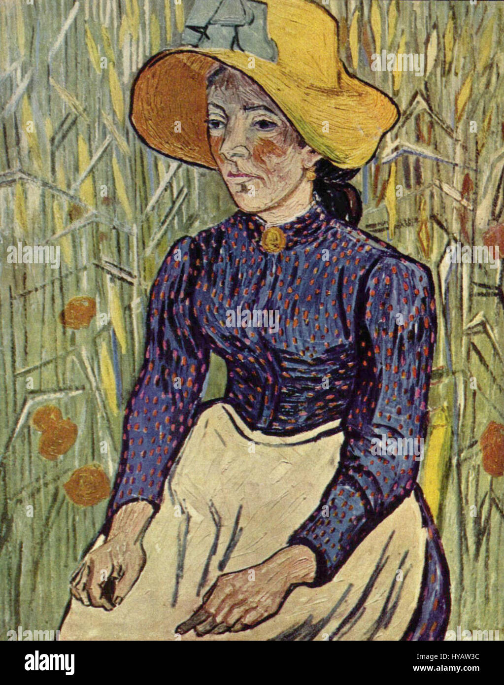 This painting by Vincent van Gogh, labeled as ‘097’, is part of the artist’s expansive body of work. It features his characteristic brushstroke style, using thick impasto and vibrant colors to convey emotion and texture. Stock Photo