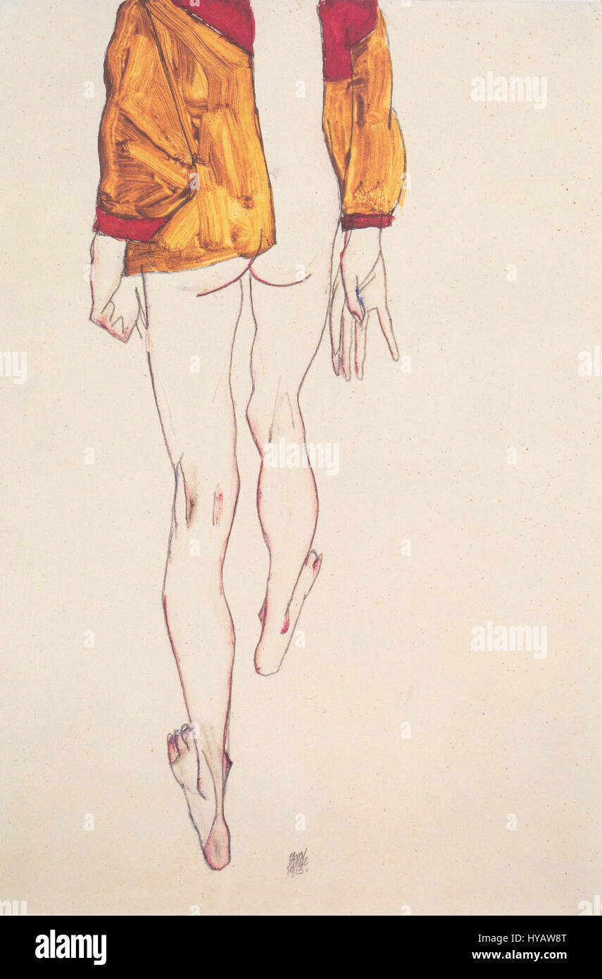 Egon Schiele   Stehender Halbtakt mit braunem Hemd  1913 Stock Photo