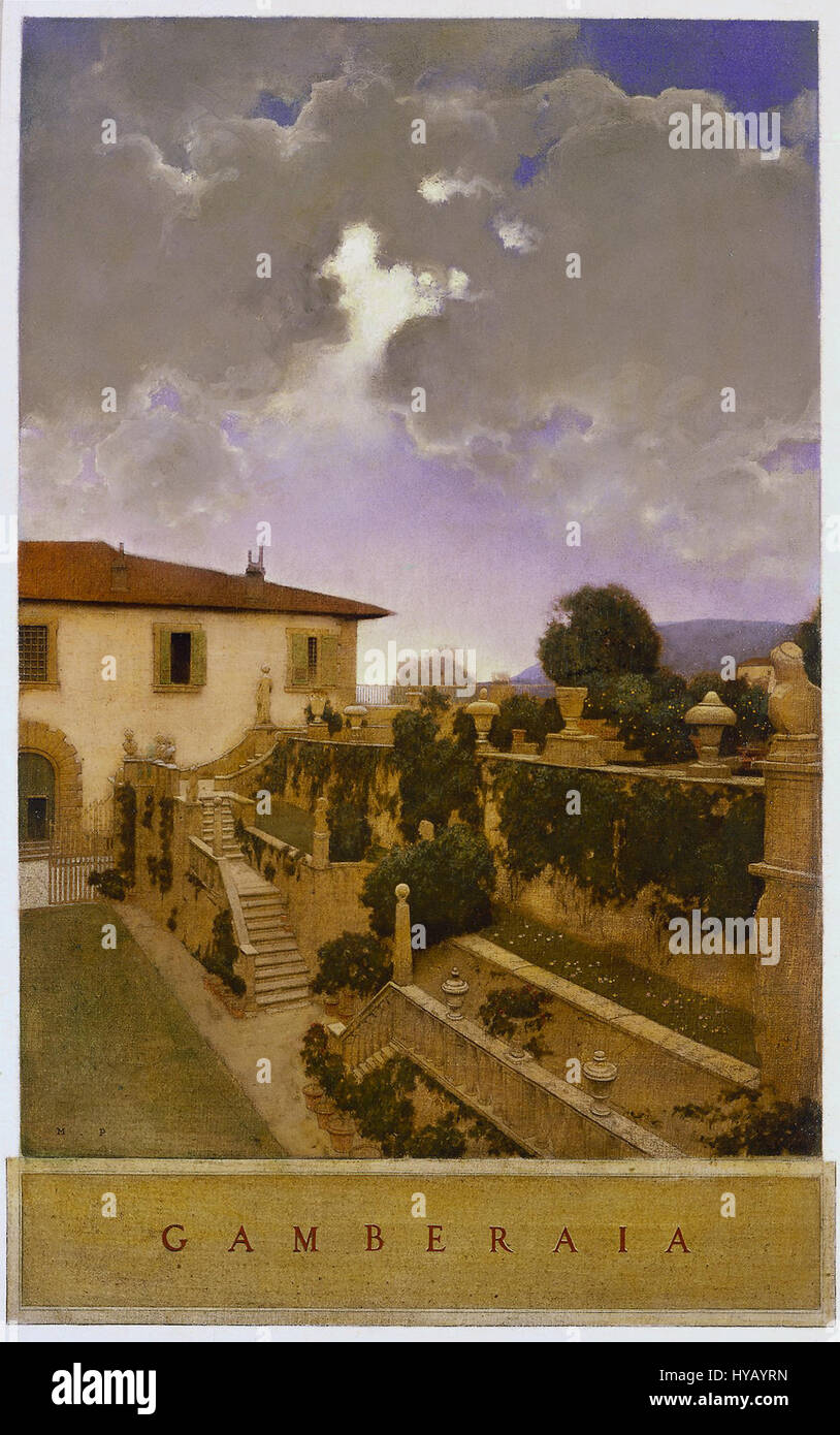 Maxfield Parrish   Villa Gamberaia, Settignano (1903) Stock Photo