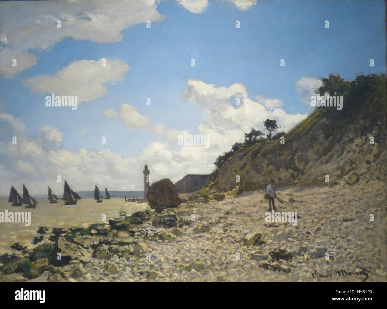 'The Beach at Honfleur' by Claude Monet, LACMA Stock Photo