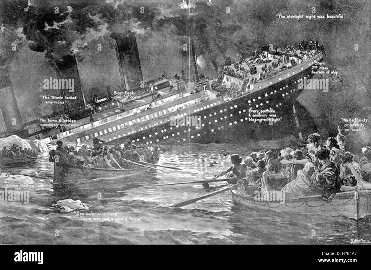 Titanic the sinking Stock Photo