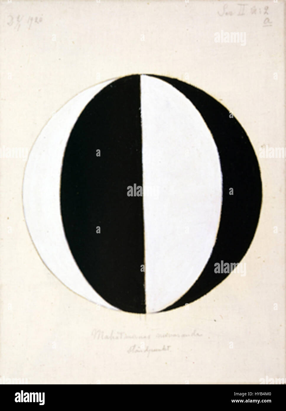 'The Mahatmas Present Standing Point, Series II, No 2a' by Hilma af Klint explores the mystical and spiritual dimensions of art. This work reflects the artist's connection to the spiritual world, with abstract forms and vivid colors that evoke transcendence. Stock Photo