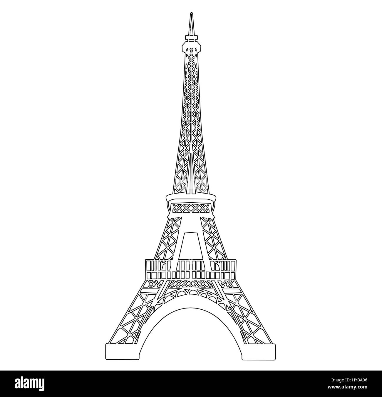 Eiffel tower isolated on white Stock Vector