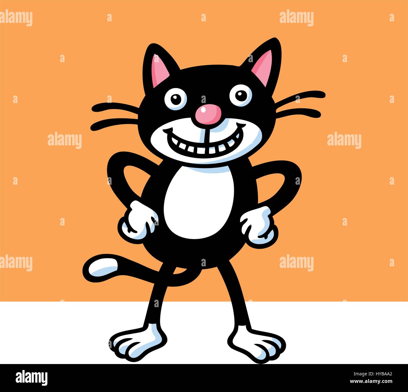 Cute Black Cat Icon. Funny Cartoon Character. Kawaii Animal. Tail