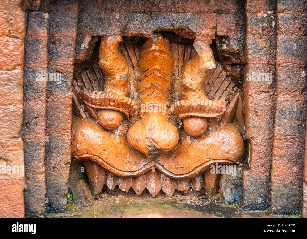 Ancient carvings at abandoned and partially ruined Hindu temples at My Son Stock Photo