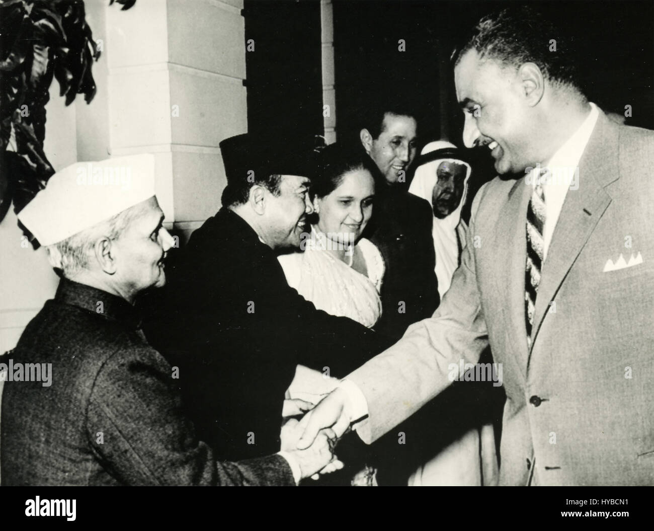 Egyptian president Gamal Abdel Nasser shake hands, Egypt Stock Photo