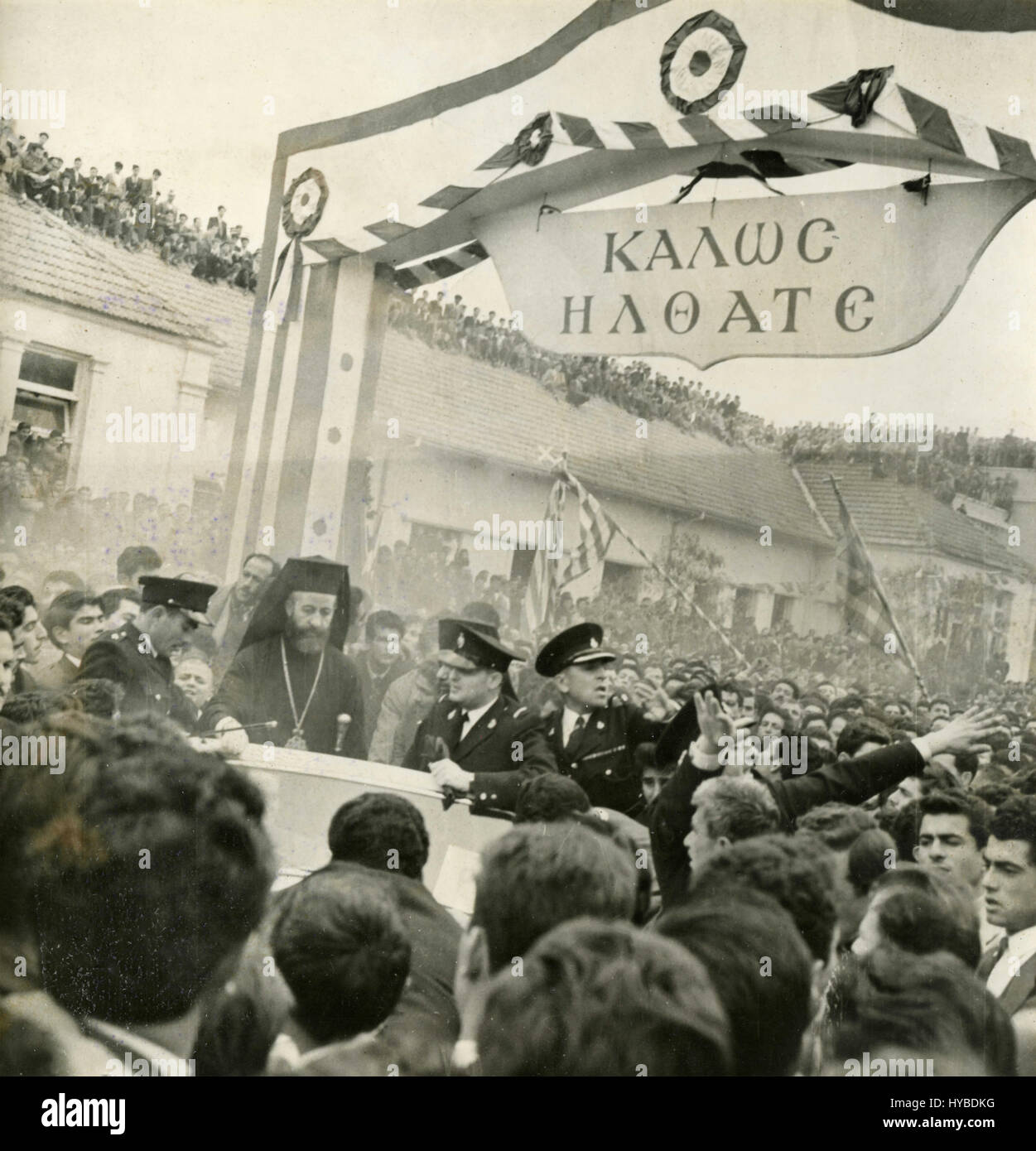Archbishop Makarios at a demonstation, Cyprus Stock Photo