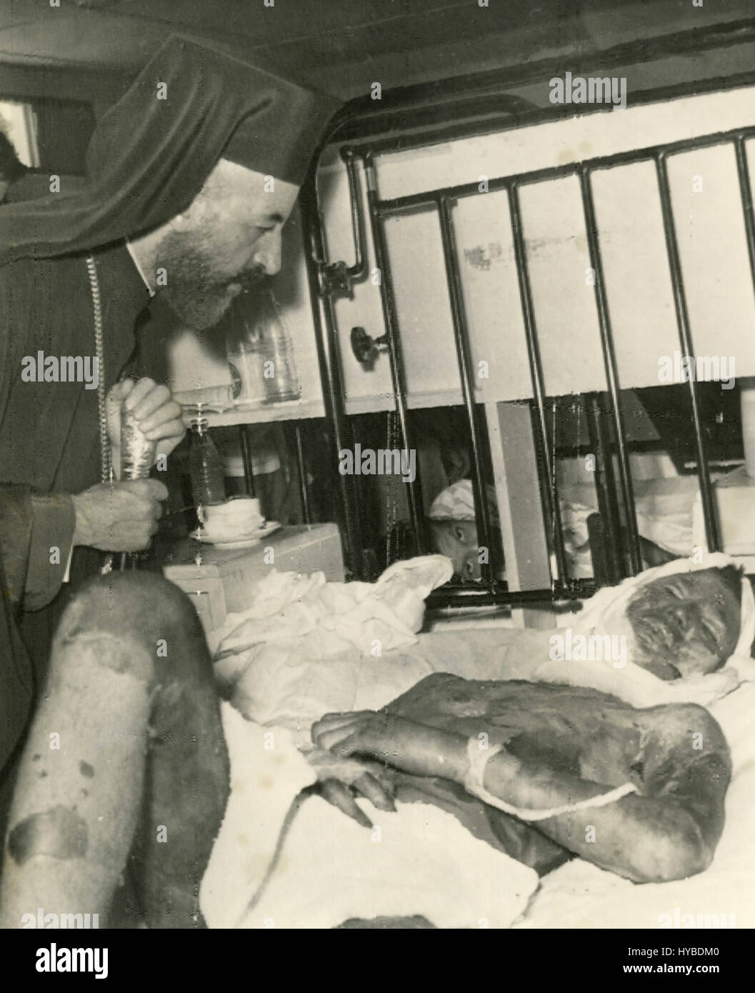 Archbishop Makarios visiting a wounded, Cyprus Stock Photo