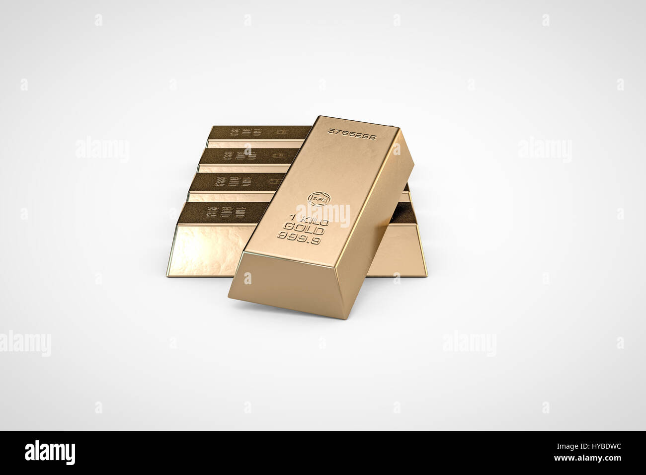 3d illustration of gold bars isolated on white background Stock Photo ...