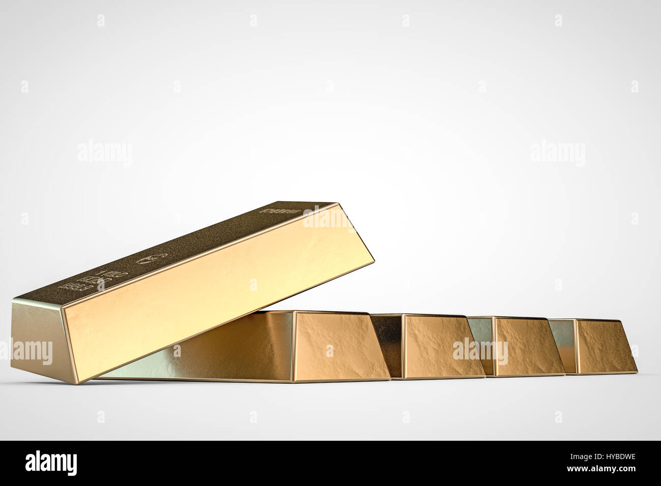 3d illustration of gold bars isolated on white background Stock Photo ...