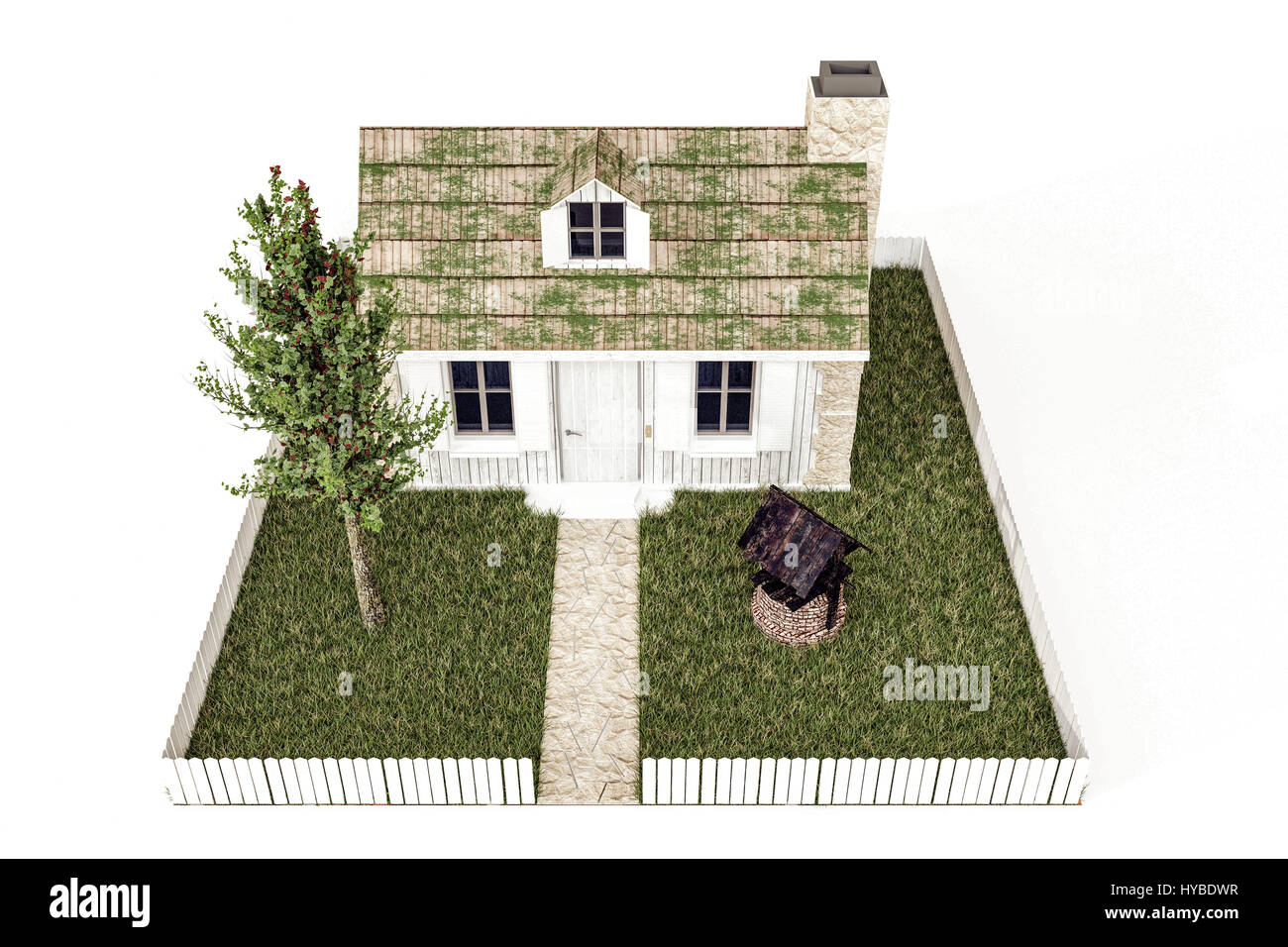 3d illustration of a country house isolated on white background Stock ...