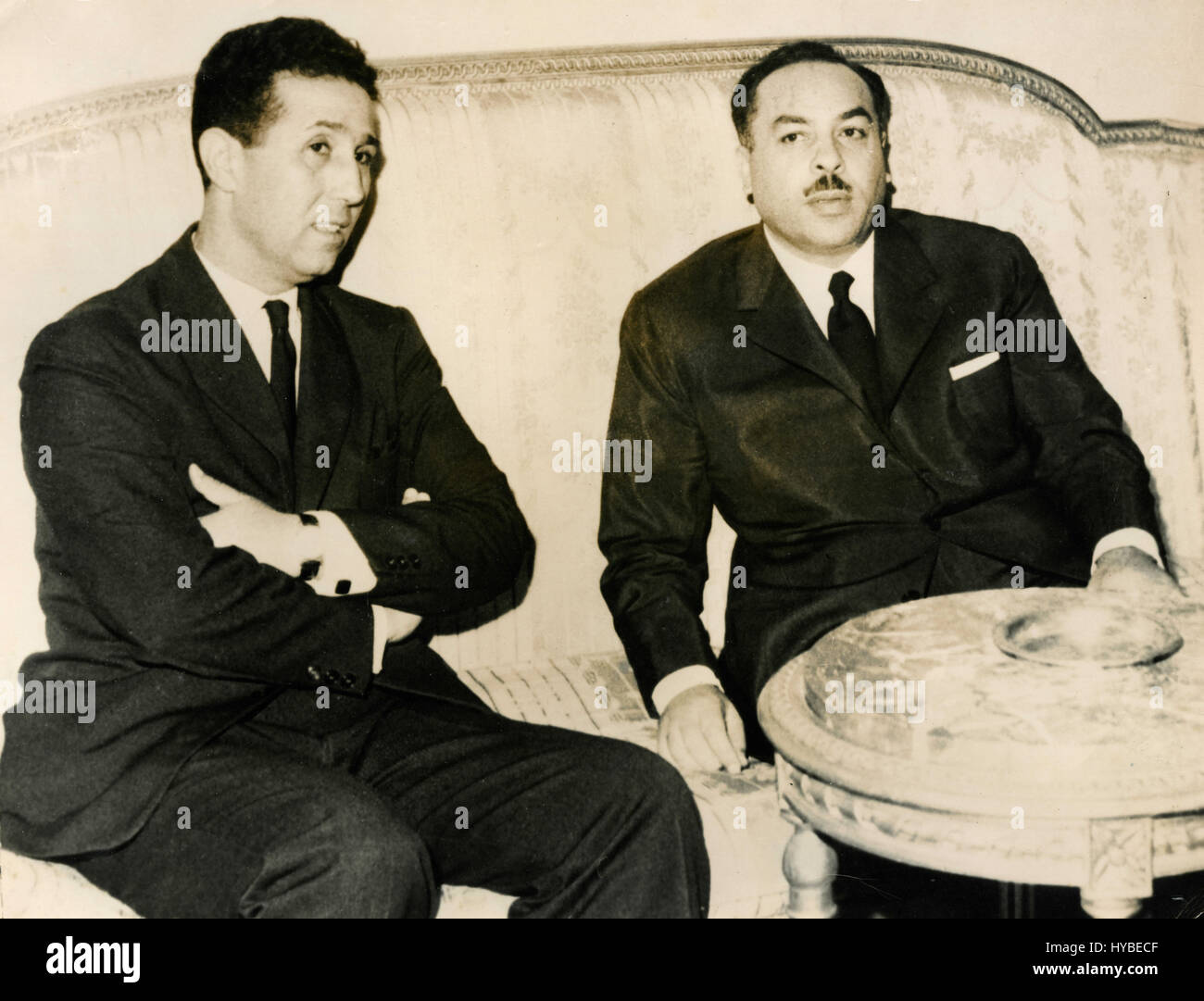 Algerian President Ahmed Ben Bella and Egyptian PM Abdel Kadir Hatem, Cairo, Egypt Stock Photo