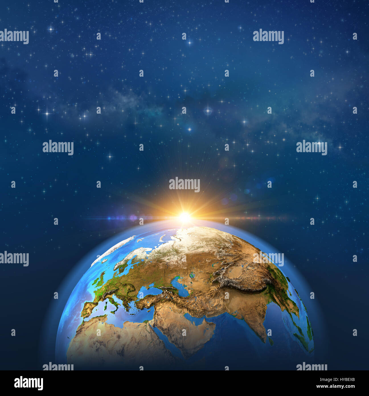 Earthscape In Deep Space Bright Light Shining On The Horizon Elements Of This Image Furnished By Nasa Stock Photo Alamy