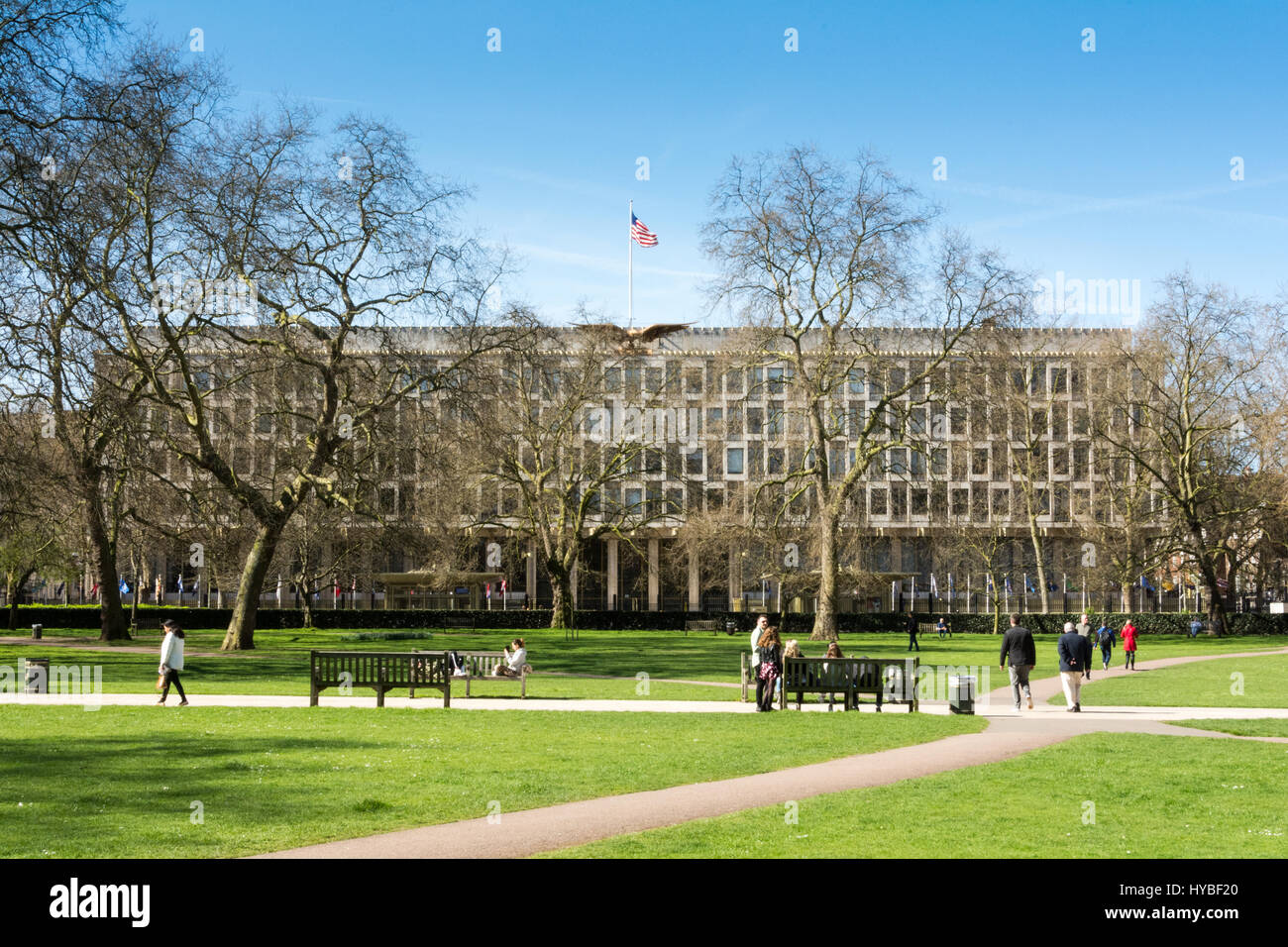 The former U.S. Embassy, Grosvenor Square, Mayfair, London, W1, England, UK Stock Photo