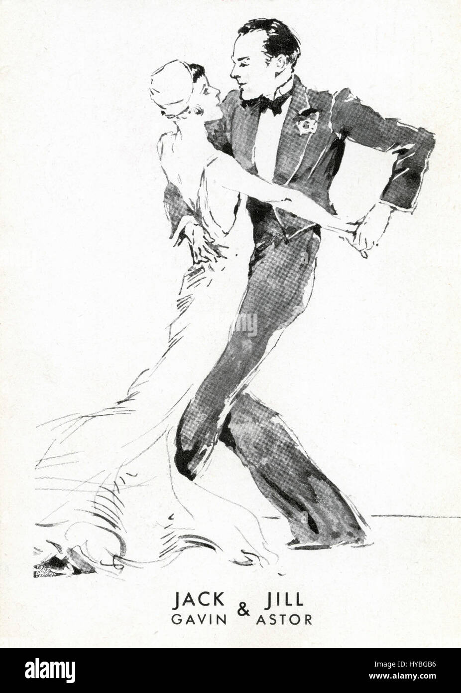 Jack Gavin and Jill Astor, dancers drawing Stock Photo