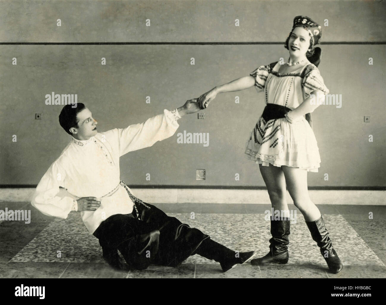 Greta and Retlaro, couple of traditional costume dancers Stock Photo