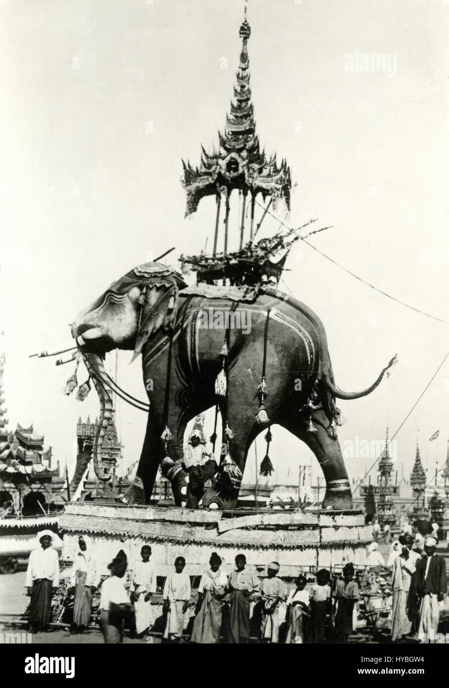 Funeral of a rich person in an elephant-shaped sarcophagus, Mandalay, Myanmar Stock Photo