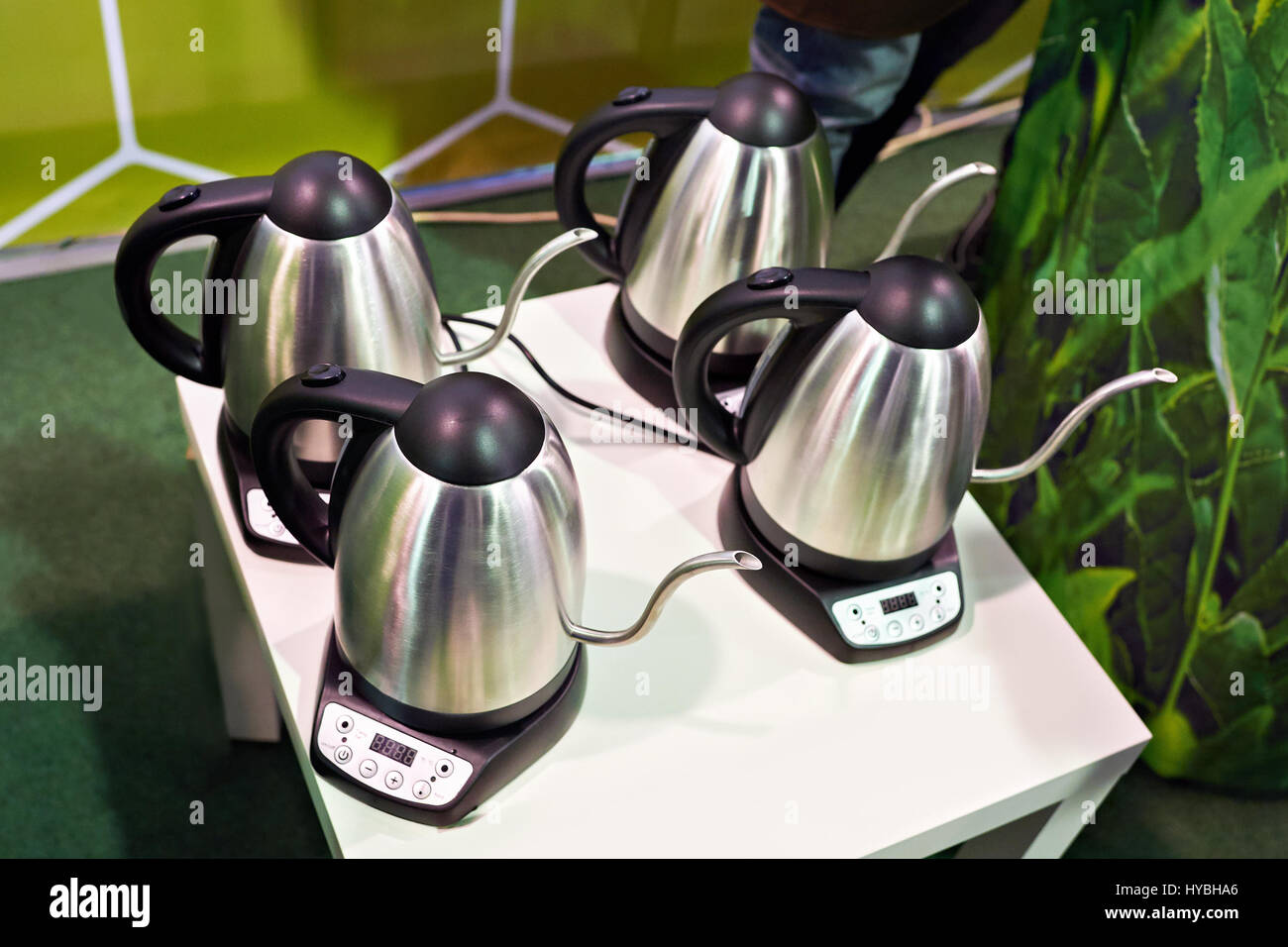 Four electric teapots for brewing tea Stock Photo
