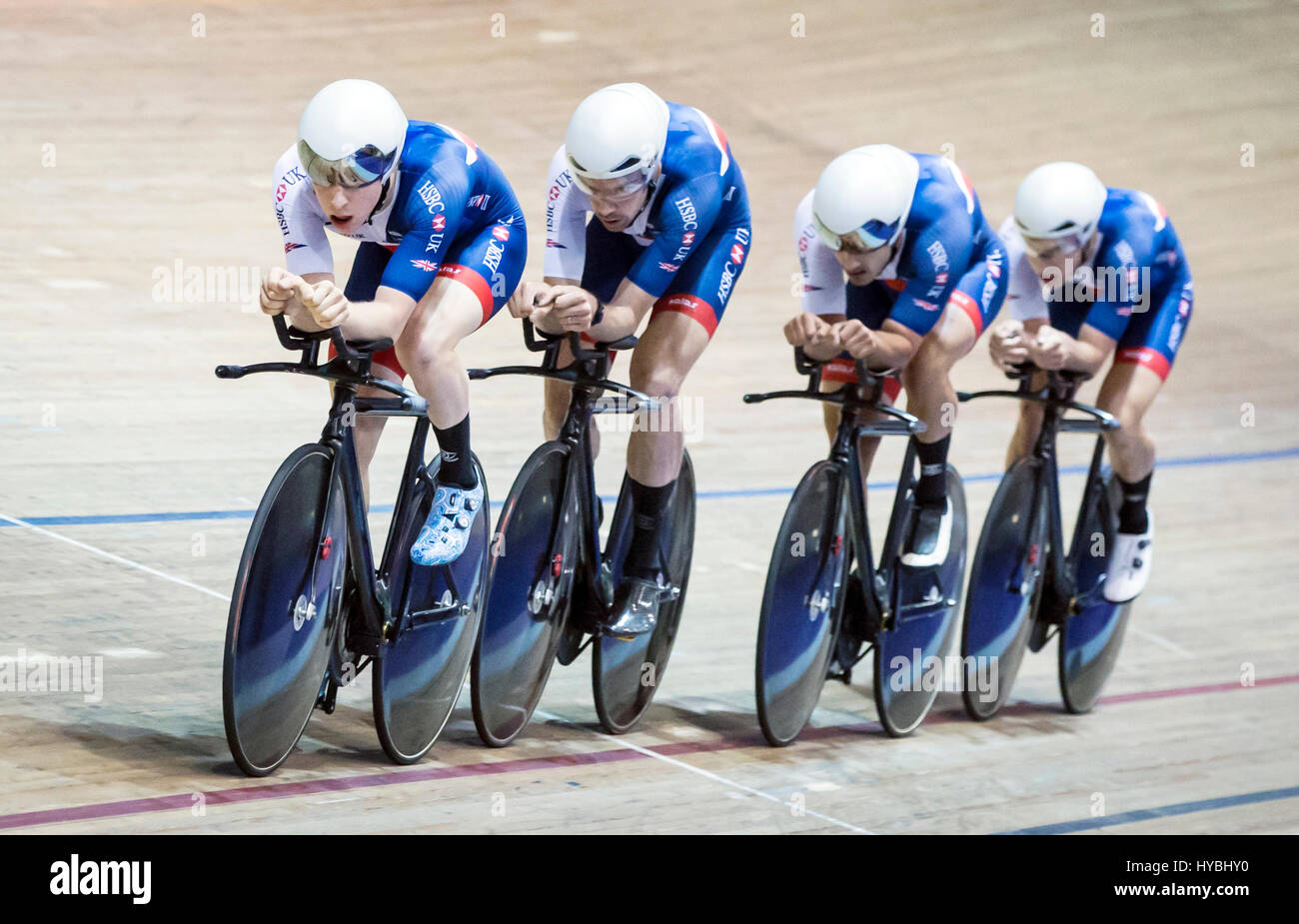 Great Britain Cycling Team's men's endurance squad (left to right) Mark ...