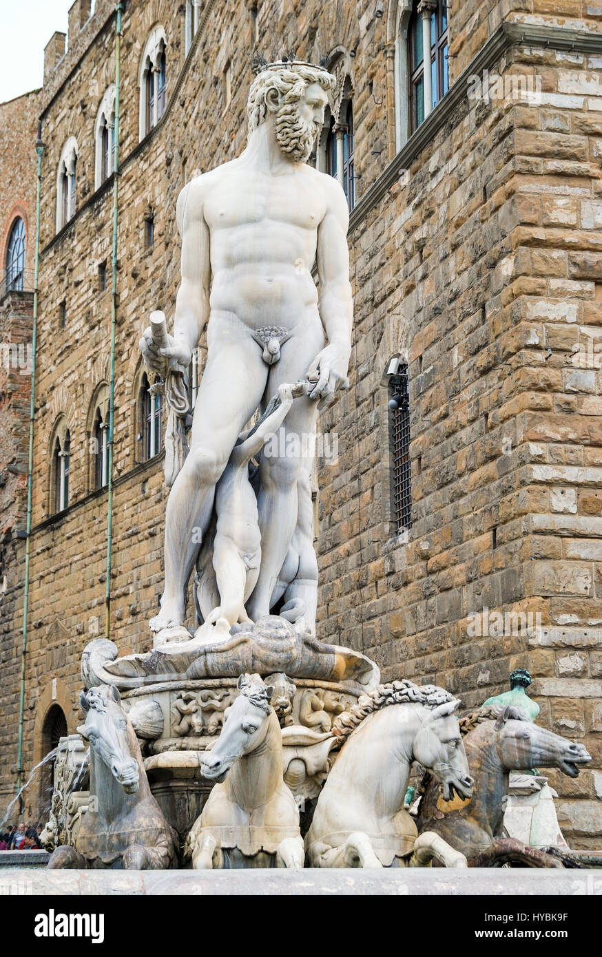 The Statue and Fountain of Neptune surrounded by seahorses, Piazza
