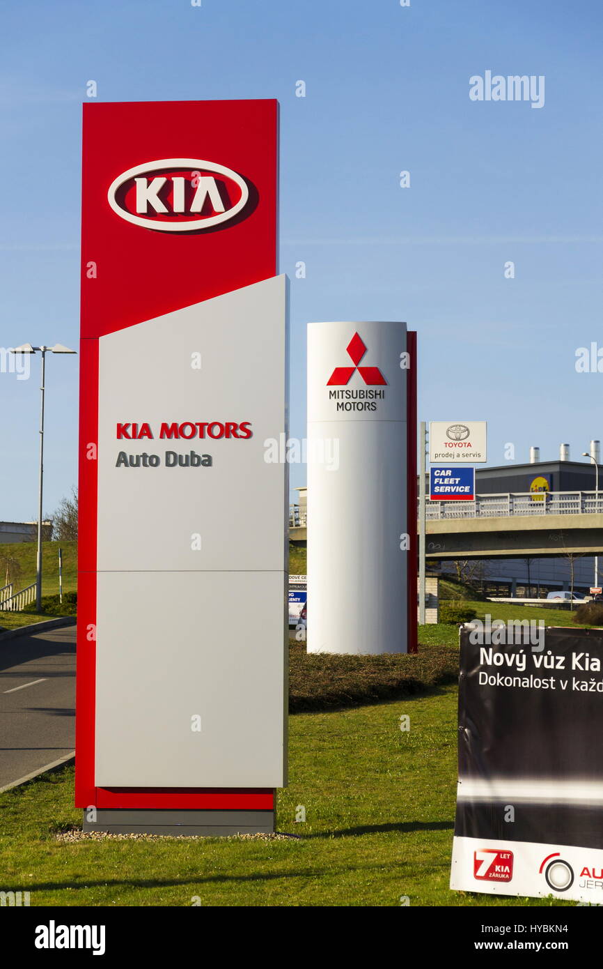 Prague Czech Republic March 31 Kia Motors Company Logo In