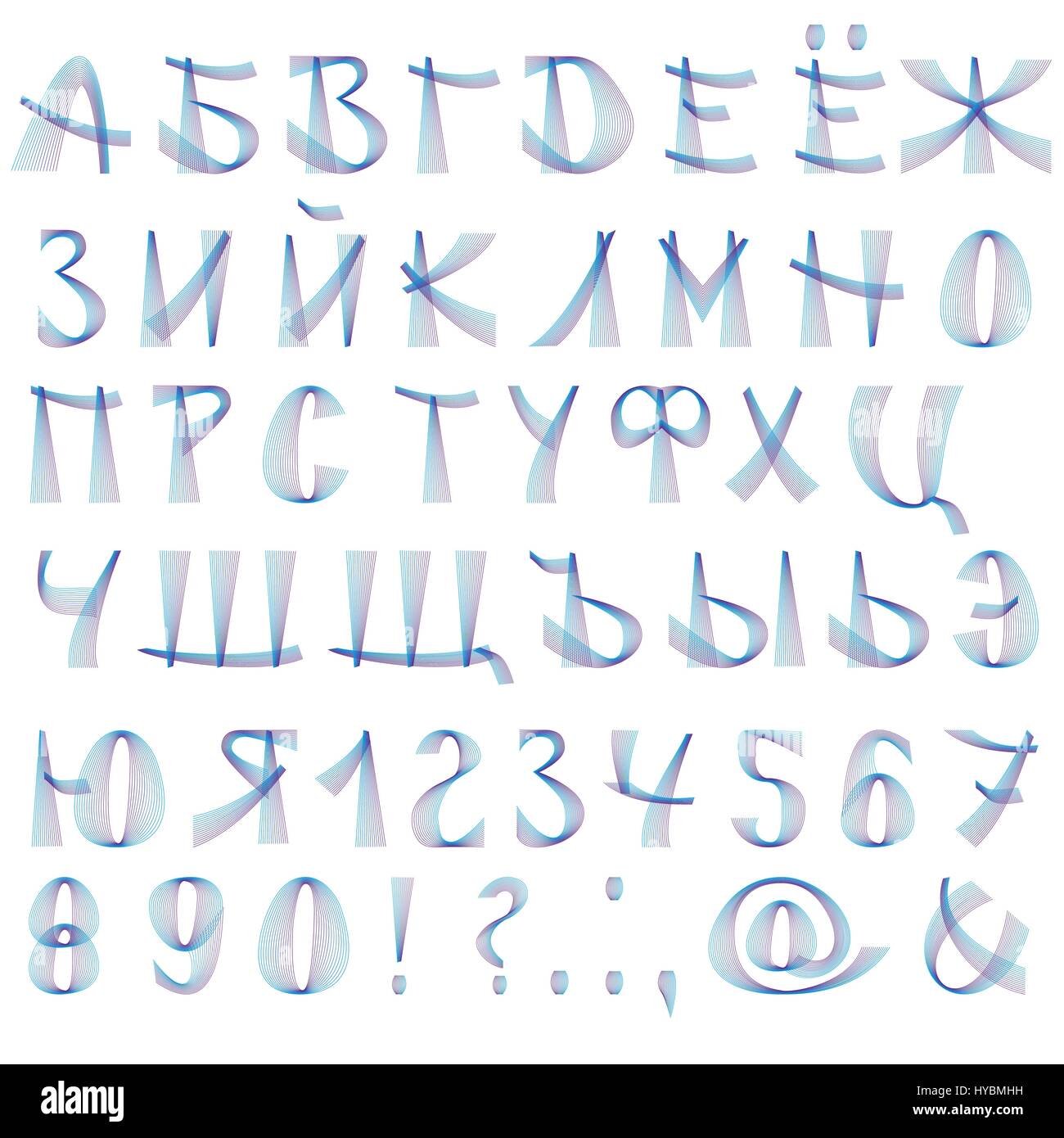 Russian alphabet and symbols in blue tones Stock Vector Image & Art - Alamy