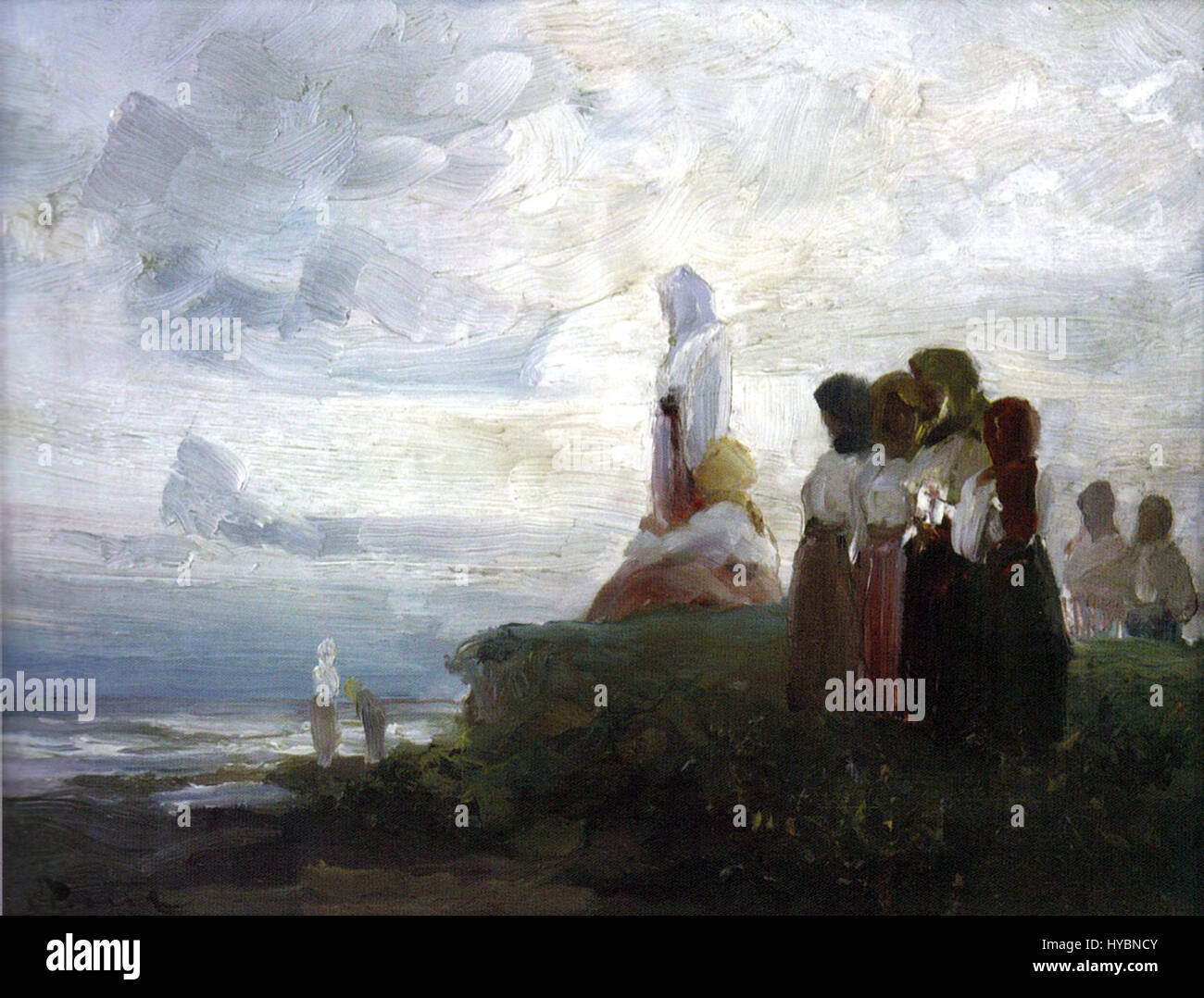Arthur Verona’s 'Fête la Prut' is a historical painting that depicts the celebration of the Prut River, a significant geographical landmark in Europe. The painting captures a festive atmosphere, potentially linked to cultural or national celebrations in the region. Stock Photo