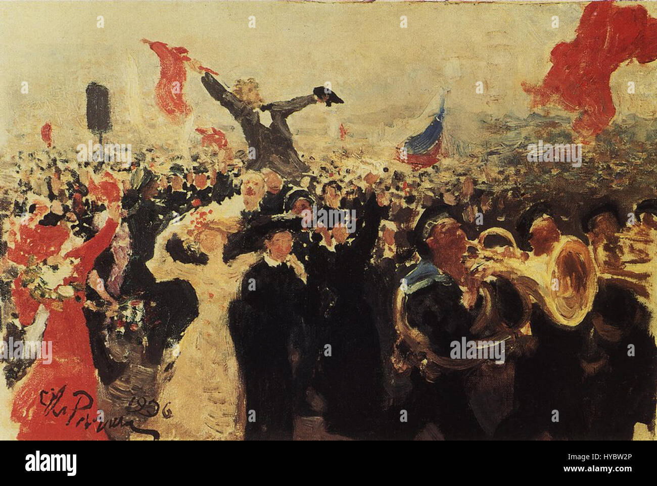 Demonstration on October 17, 1905 by Ilya Repin (adumbration 1906) Stock Photo