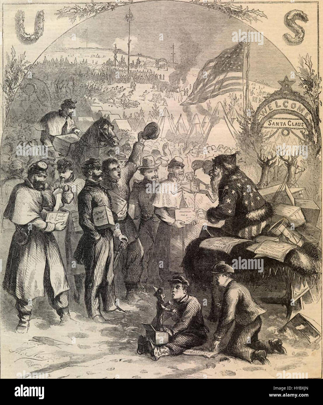 Harpers 1863 01  thomas nast santa claus Stock Photo