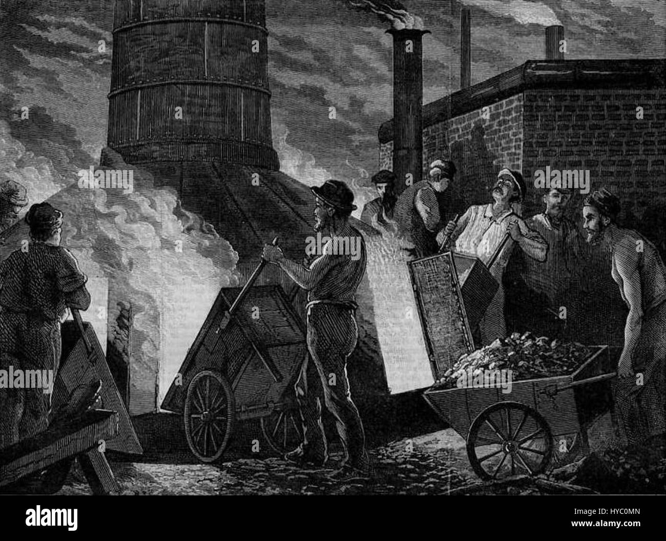 The Manufacture of Iron Filling the Furnace Stock Photo Alamy