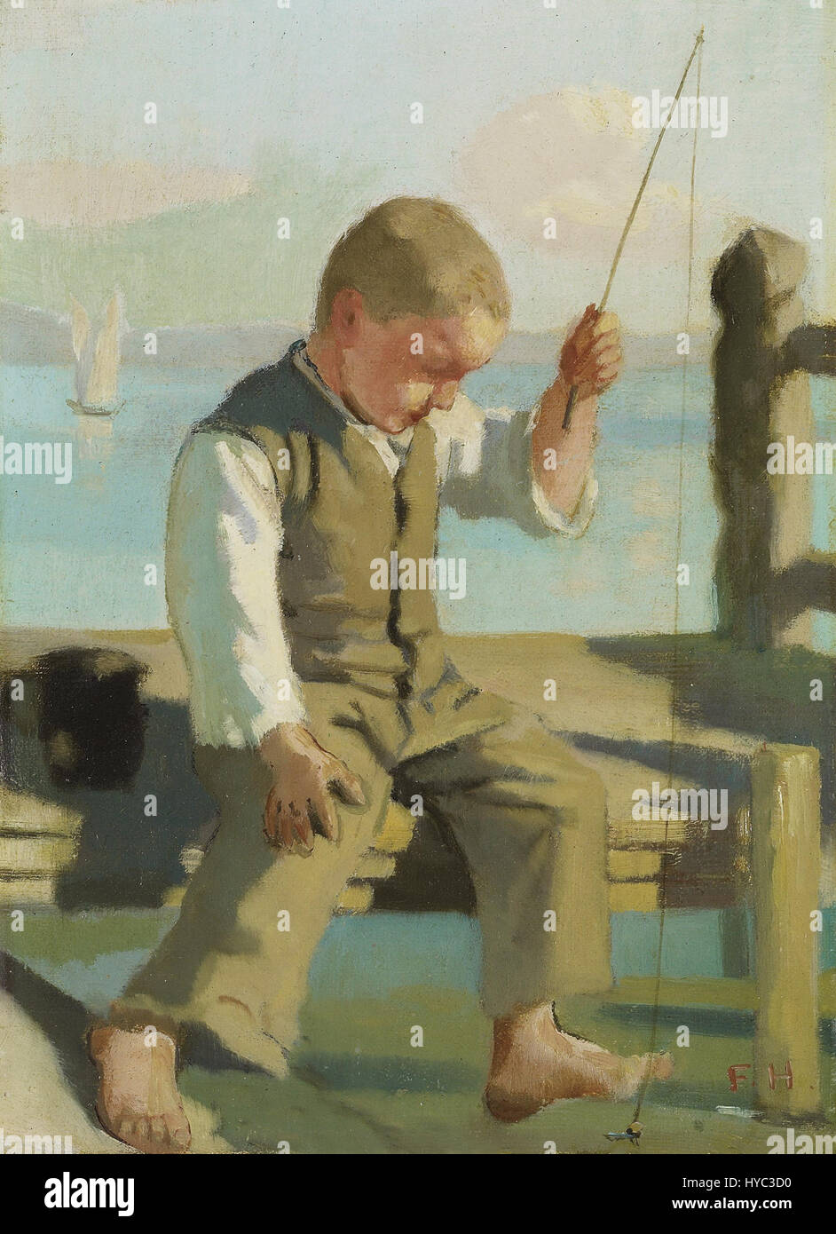 Ferdinand Hodler   Der kleine Fischer, um 1879 Stock Photo