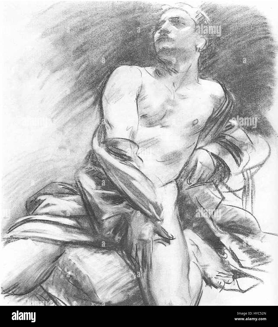This painting by John Singer Sargent portrays a kneeling model, showcasing his masterful technique in capturing the human form. The work highlights Sargent’s skill in portraying intricate details and the naturalistic posture of his subjects. Stock Photo