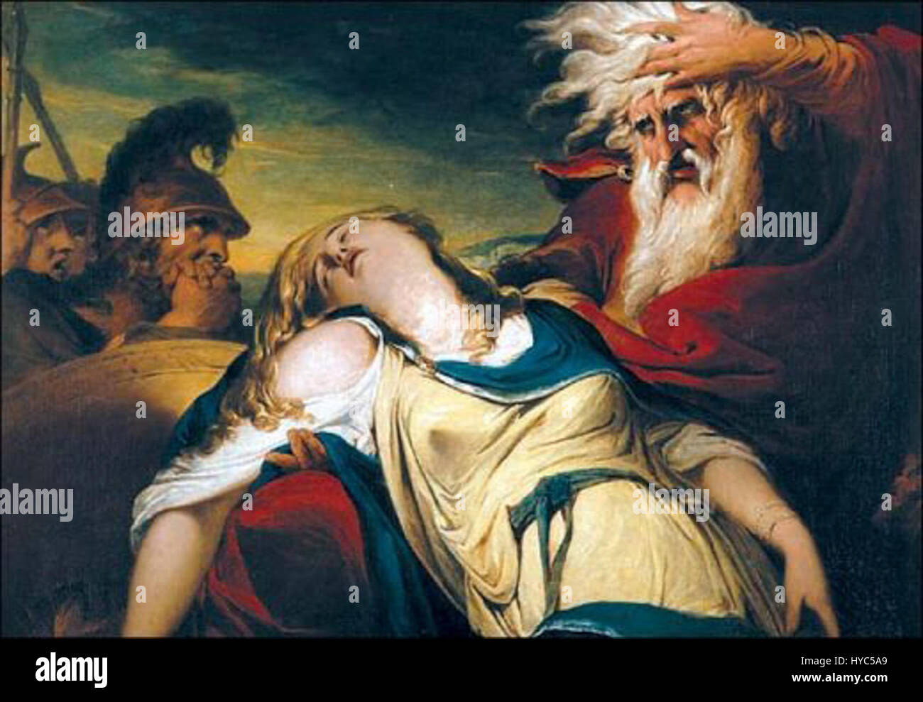 King Lear mourns Cordelia's death Stock Photo