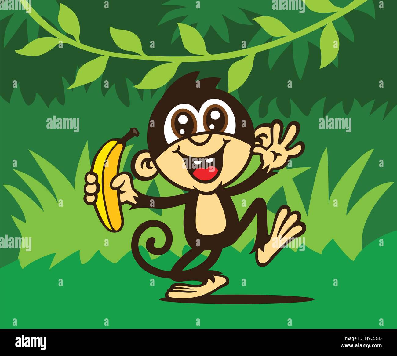 Crazy Cute Monkey. Vector Illustration. Stock Vector