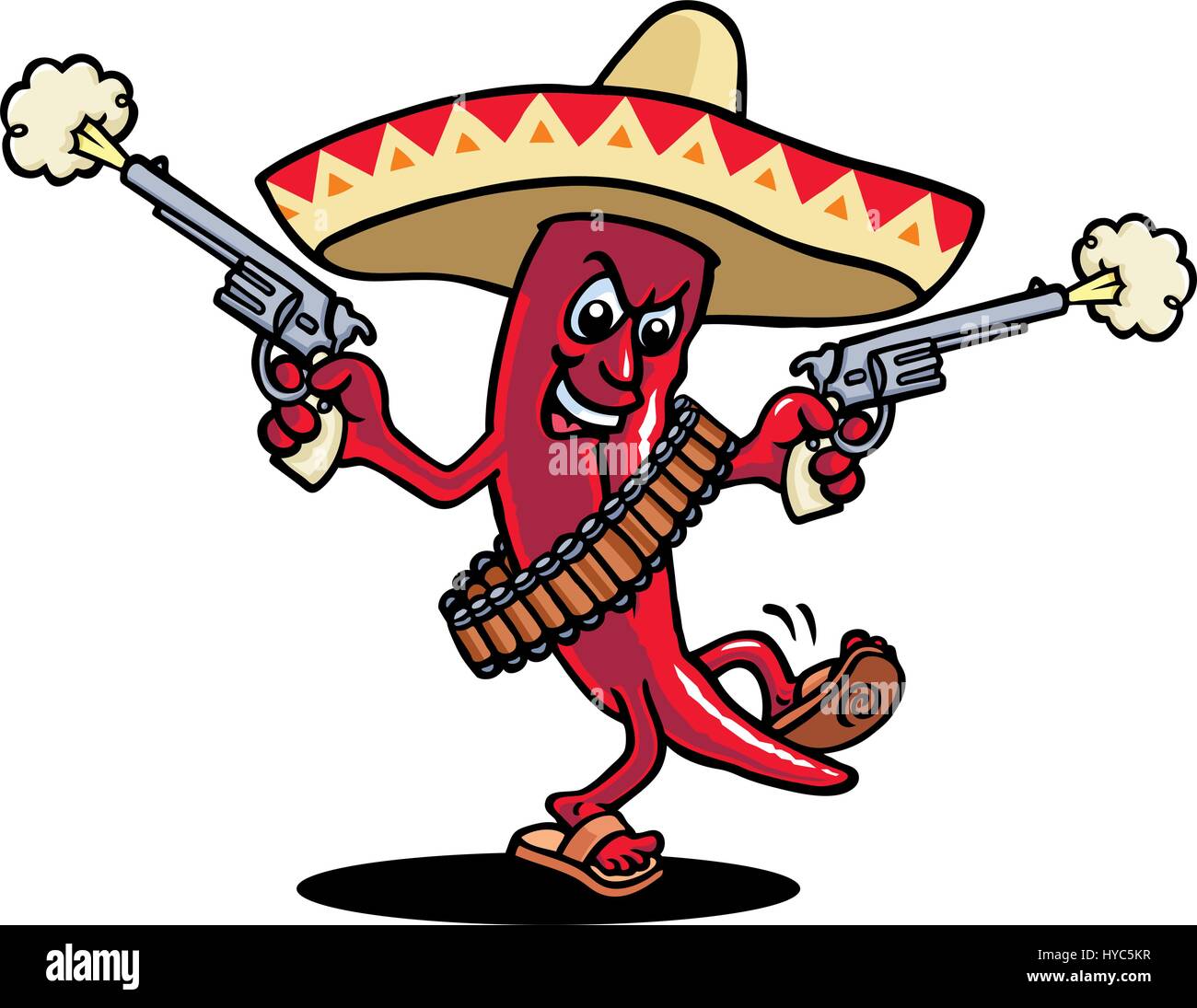 Mexican Chilli with Guns. Vector Illustration. Stock Vector