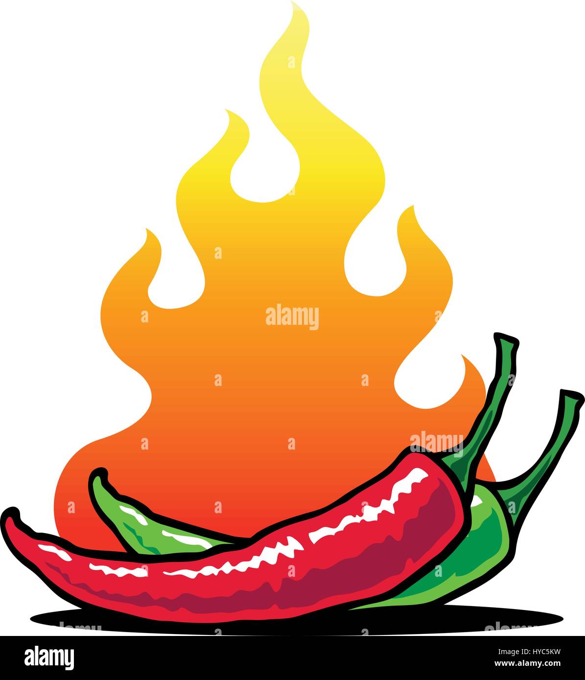 Hot Chili. Vector illustration of a chili pepper in fire Stock Vector