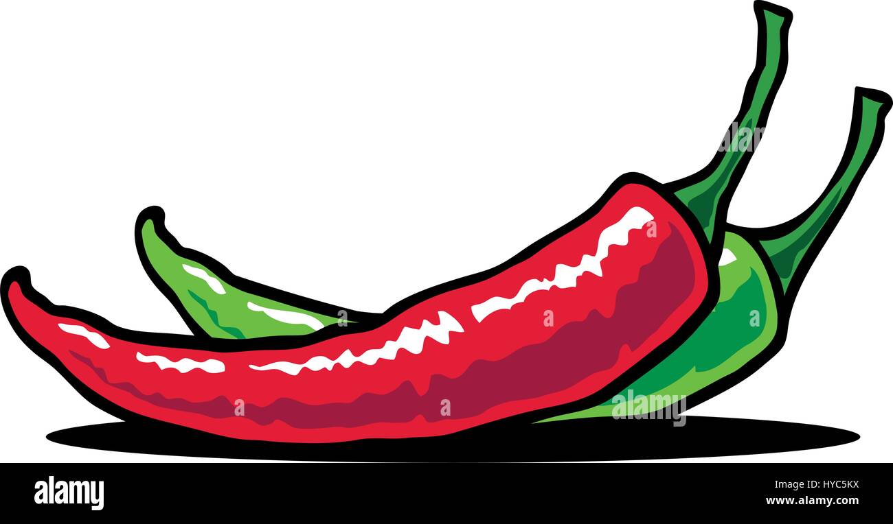 Hot Chili. Vector illustration of a chili pepper in fire Stock Vector