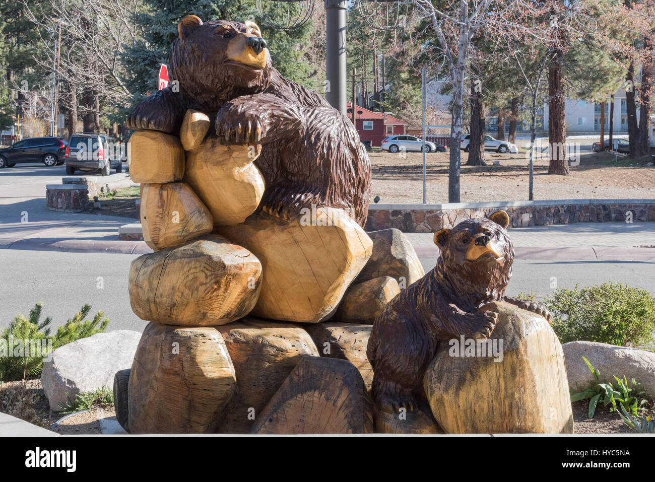 Statue of bear cubs playing Stock Photo Alamy