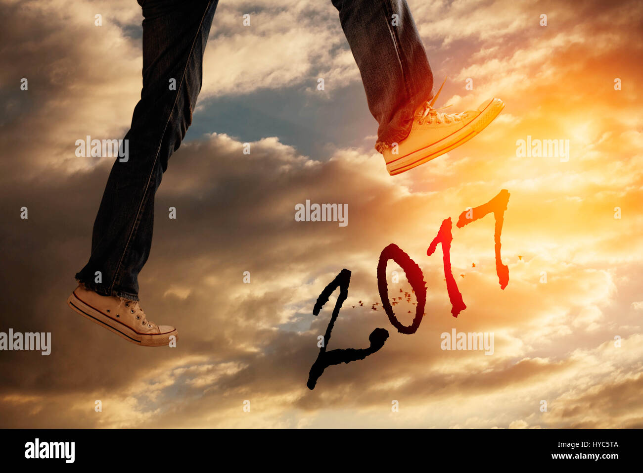 Feet jumping with obstacle crossing on the sky Stock Photo Alamy