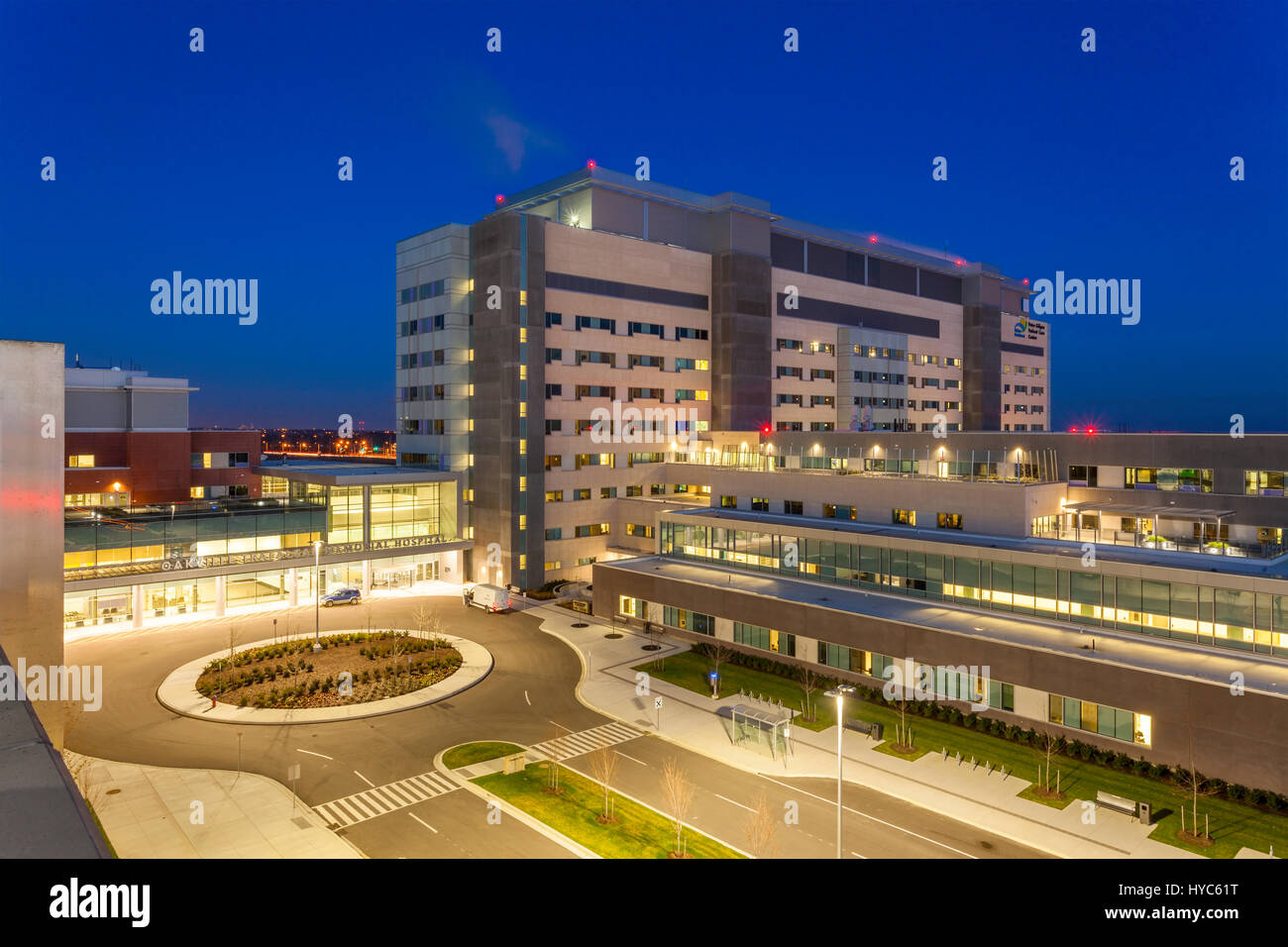 An overall view of the Oakville Trafalgar Memorial Hospital in Oakville, Ontario, Canada. Stock Photo